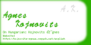 agnes kojnovits business card